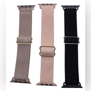 “Apple” Watch Nylon Sport Loop Bands Set Neutral Blush Black Adjustable Strap